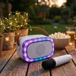 Bluetooth Lautsprecher 100W Karaoke Box mit Mikrofon & LED Lichtshow: Tragbarer