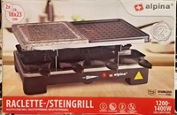 Alpina AlpinaRaclette Grill 8 Personen 1400W mit Duo-Grillfl&auml;che - Stein- und