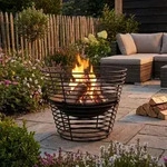 Moderner Metall Feuerkorb in Schwarz - Robuste Feuerschale f&uuml;r Garten und...