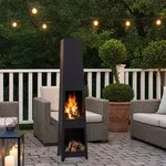Edler Gartenkamin in schwarz: Robuster Terrassenofen, modern & w&auml;rmespendend...