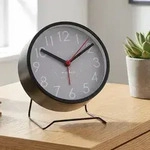 Lautloser Analoger Wecker in Schwarz &ndash; Kompakter Retro Tischwecker ohne...
