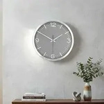 Moderne Funkwanduhr, kein st&ouml;rendes Ticken - Stilvolle Wanduhr Grau - Analoge Uhr