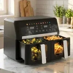 Doppelkorb Heissluftfritteuse 9L Dual Zone Air Fryer &ndash; 2x 4,5L K&ouml;rbe mit