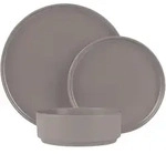 18-tlg. Steingut Design Geschirrset, Stapelbar, Taupe Matt: Speise-, Dessertteller,