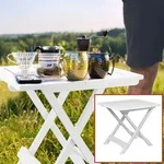 Klappbarer Kunststoff-Beistelltisch - Vielseitiger Gartentisch 45x43x50 cm - Weiss,