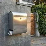Edelstahl Briefkasten mit Zeitungsfach und Namensschild &ndash; Schliesssystem inkl. 2