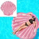 Muschel Luftmatratze &ndash; Rosa Glitzer Schwimminsel mit Getr&auml;nkehaltern &ndash;