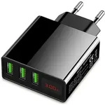 Intelligentes 3-Port USB-A Netzteil, schwarz, schnelles Laden mit LED-Anzeige,