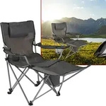 Luxus Campingstuhl (anthrazit) - Kopf- & Fussst&uuml;tze, K&uuml;hl- & Aufbewahrungstasche -