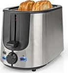 Nedis NedisModerner Edelstahl-Toaster f&uuml;r 2 Scheiben, 7 R&ouml;ststufen,
