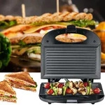 Antihaftbeschichteter Sandwichmaker und Kontaktgrill, schwarz, 750W, f&uuml;r 2 Toasts