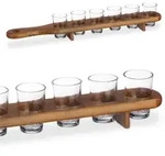 Schnapsbrett aus Holz - 6 Gl&auml;ser inklusive - Praktischer Griff zum Servieren - Ideal