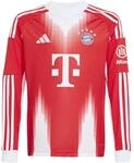 Adidas FC Bayern M&uuml;nchen 25/26 Home Langarm Trikot f&uuml;r Kinder, rot JP3687