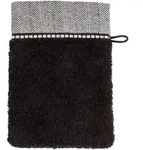 M&Ouml;VE Frottierserie Brooklyn Uni Fischgratbord&uuml;re black Waschhandschuh 20x15 cm