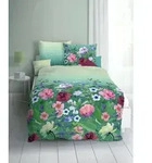 kaeppel Bettw&auml;sche Satin Wildblumen smaragd 135x200 cm + 80x80 cm