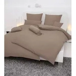 Janine Bettw&auml;sche PIANO Mako-Soft-Seersucker 0125 taupe 135x200 cm + 80x80 cm