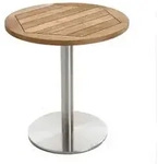 Niehoff Bistro Tisch rund 95cm, Teak recycelt, Edelstahl-Gestell