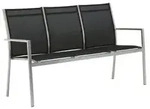 Zebra One 3er-Bank Dark Platinum Edelstahl-Gestell, Teak Armlehenen 157 cm x 63...