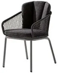 Sieger Gomera Dining Sessel Grau mit Rope Bespannung mit Sitzkissen