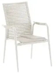 Niehoff Silla Hochlehner Kordel beige, Gestell Aluminium ivory, stapelbar