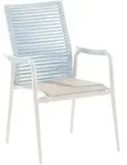 Niehoff Silla Hochlehner Kordel himmelblau, Gestell Aluminium ivory, stapelbar