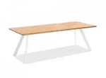 Niehoff Noah Tisch 200x95cm, Stativprofil Ivory, Teak geb&uuml;rstet
