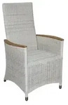 Zebra Loomus Relax-Sessel Silk White mit verstellbarem R&uuml;ckenteil und Teak-Armlehnen