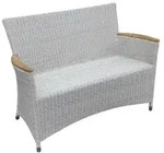 Zebra Loomus Bank Silk White 120 x 61 cm mit Teakarmlehnen