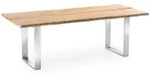 Niehoff Solid Teak Baumkantentisch 220x95cm, Profilkufe Edelstahl