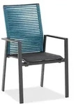 Niehoff Cervo Hochlehner Kordel blau, Gestell Aluminium anthrazit, stapelbar