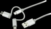 ST LTCUB1MGR - 3-in-1 Kabel 1m Lightning, USB Type-C, micro-B