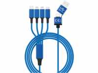 HYDRA ELITE-L BL - Ladekabel, USB-A/-C -> micro USB, USB-C & 2x Lightning,blau