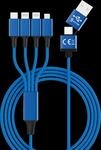 HYDRA ELITE-L BL - Ladekabel, USB-A/-C -> micro USB, USB-C & 2x Lightning,blau