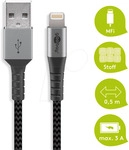 GOOBAY 49267 - Sync- & Ladekabel, USB-A > Lightning, 0,5 m,Textil, schwarz