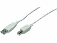 LOGILINK CU0008 - USB 2.0 Kabel, A Stecker auf B Stecker, grau, 3,0 m