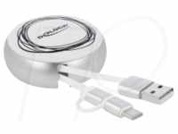 DELOCK 85821 - Sync+Charge, USB A -> micro-B + USB C, 0,92m, aufroll, silber