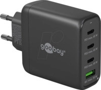 GOOBAY 64819 - USB-Ladeger&auml;t, 68 W, 1x USB-A (QC), 3x USB-C (PD), GaN, schwarz