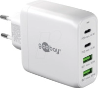 GOOBAY 64818 - USB-Ladeger&auml;t, 68 W, 2x USB-A (QC), 2x USB-C (PD), GaN, wei&szlig;