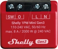 SHELLY PLUS1PMM3 - Shelly 1PM Mini Gen3, 1-Kanal, WLAN, BT, max. 8 A, Messfunktion