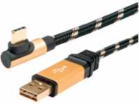ROLINE 11029062 - USB 2.0 Kabel, A Stecker auf C Stecker, gewinkelt, 3,0 m
