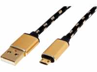 ROLINE 11028819 - USB 2.0 Kabel, A Stecker auf Micro-B Stecker, 0,8 m