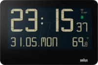 BRAUN BC14-DCF - Funk-Wanduhr digital, Standfu&szlig;, Datum, Temperatur, schwarz