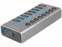 LOGILINK UA0387 - USB 3.2 Gen 1 Hub, 7 Ports + 1x Schnell-Ladeport, Ein/Aus-Schalt