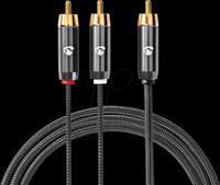 N CATB24000GY30 - Subwoofer Kabel, Cinch Stecker auf 2x Stecker, 3 m