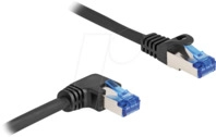 DELOCK 80221 - Patchkabel, Cat.6a, S/FTP, gerade / rechts gewinkelt, 0,5 m, sch