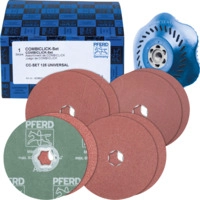 PFERD 42098001 - Fiberscheiben-Set Korund &Oslash;125mm A36, 60, 80, 120 mit St&uuml;tzteller