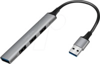 LOGILINK UA0391 - USB 3.0/2.0 4-Port Hub, Aluminium, 4xA, slim, USB-A-Kabel