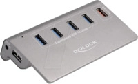 DELOCK 64182 - USB 3.1 5-Port Hub, 4x A, 1x Schnellladeport, inkl. Netzteil