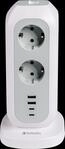 VERBATIM 49547 - Steckdosen Tower, EUPT-01, 11x 230V EU, 2x USB-A, 2x USB -C
