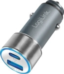 LOGILINK PA0252 - USB-Ladeger&auml;t, 36 W, 1x USB-C PD, 1x USB-A QC, Kfz, grau/silber